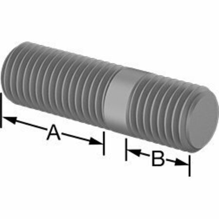 BSC PREFERRED Threaded on Both Ends Stud Steel M16 x 2 mm Size 32 mm and 16 mm Thread Length 56 mm Long 5580N174